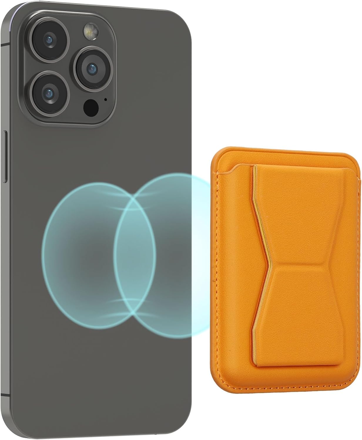 KW iPhone Μαγνητική Θήκη για Πιστωτικές Κάρτες από Συνθετικό Δέρμα με Stand - Yellow