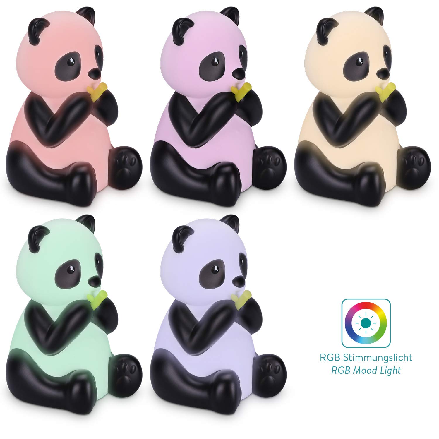 Navaris Night Light for Kids - Φως Νυκτός για Παιδιά - Design Panda - Black / White - 49563.01