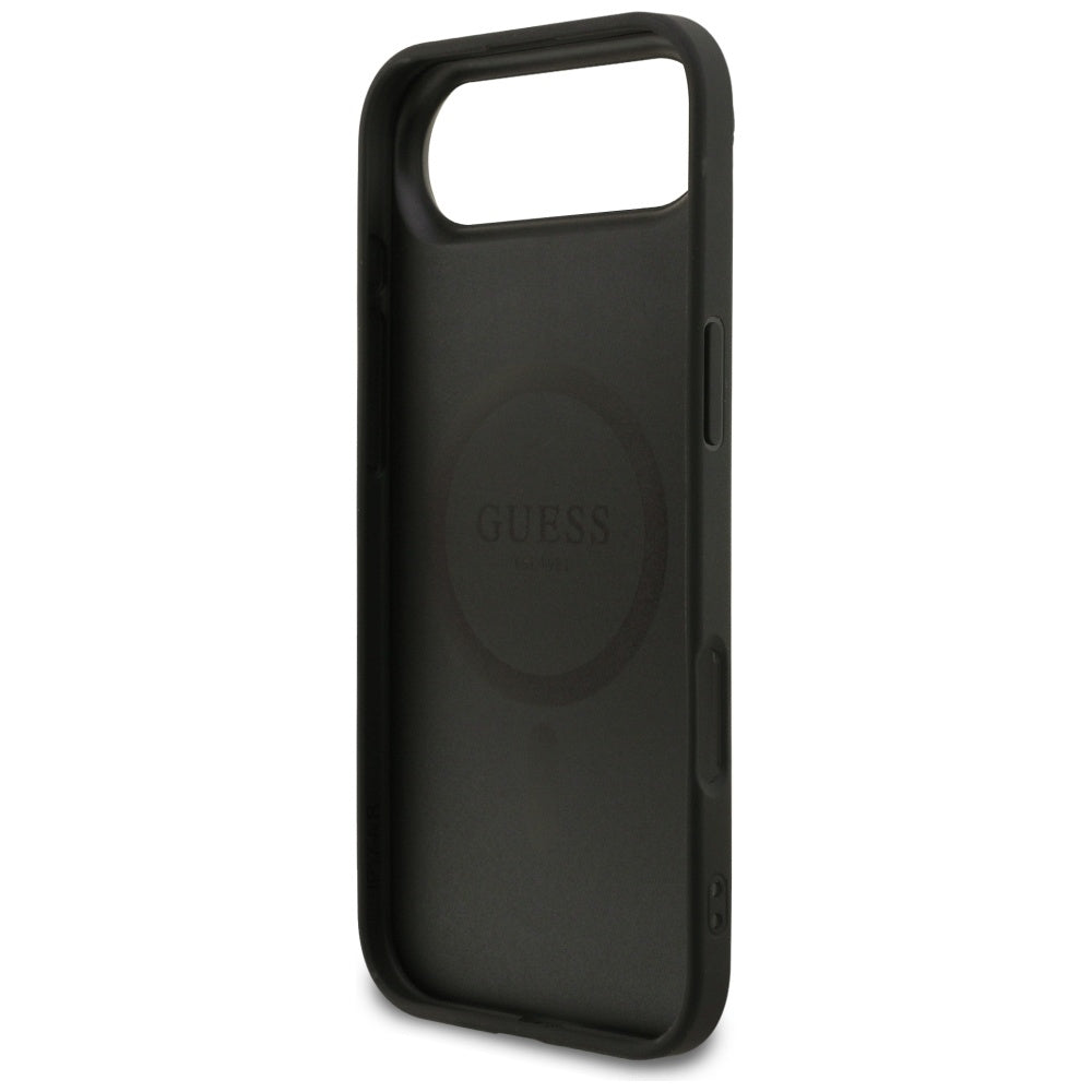 Guess iPhone Air - 4G Ring Classic Logo MagSafe - Σκληρή Θήκη με Πλαίσιο Σιλικόνης και Επένδυση Συνθετικού Δέρματος - Black - GUHMP17MG4GFRK