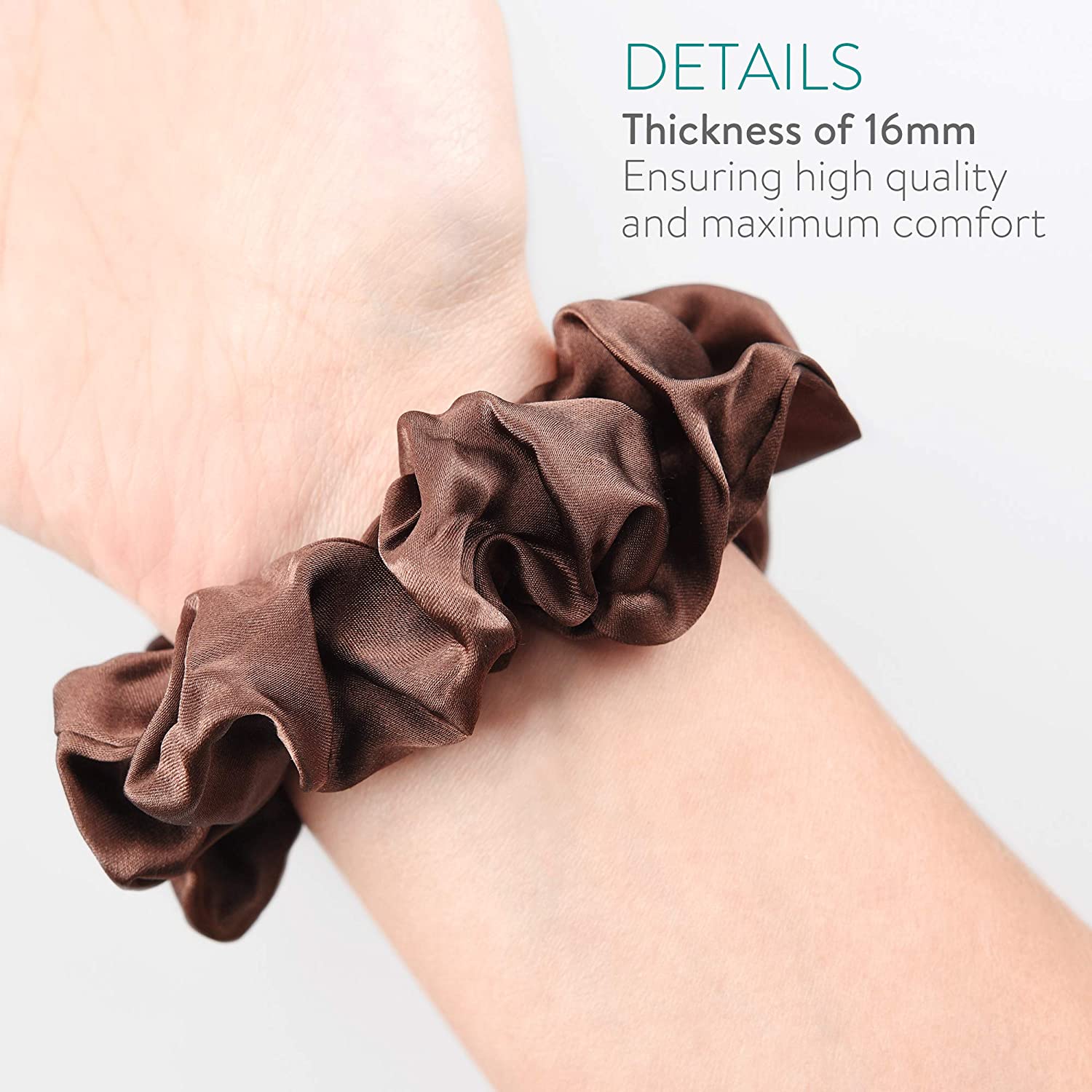 Navaris Σετ με 2 Μεταξωτά Scrunchies Λαστιχάκια Μαλλιών - Brown / Pink - 50258.02.05