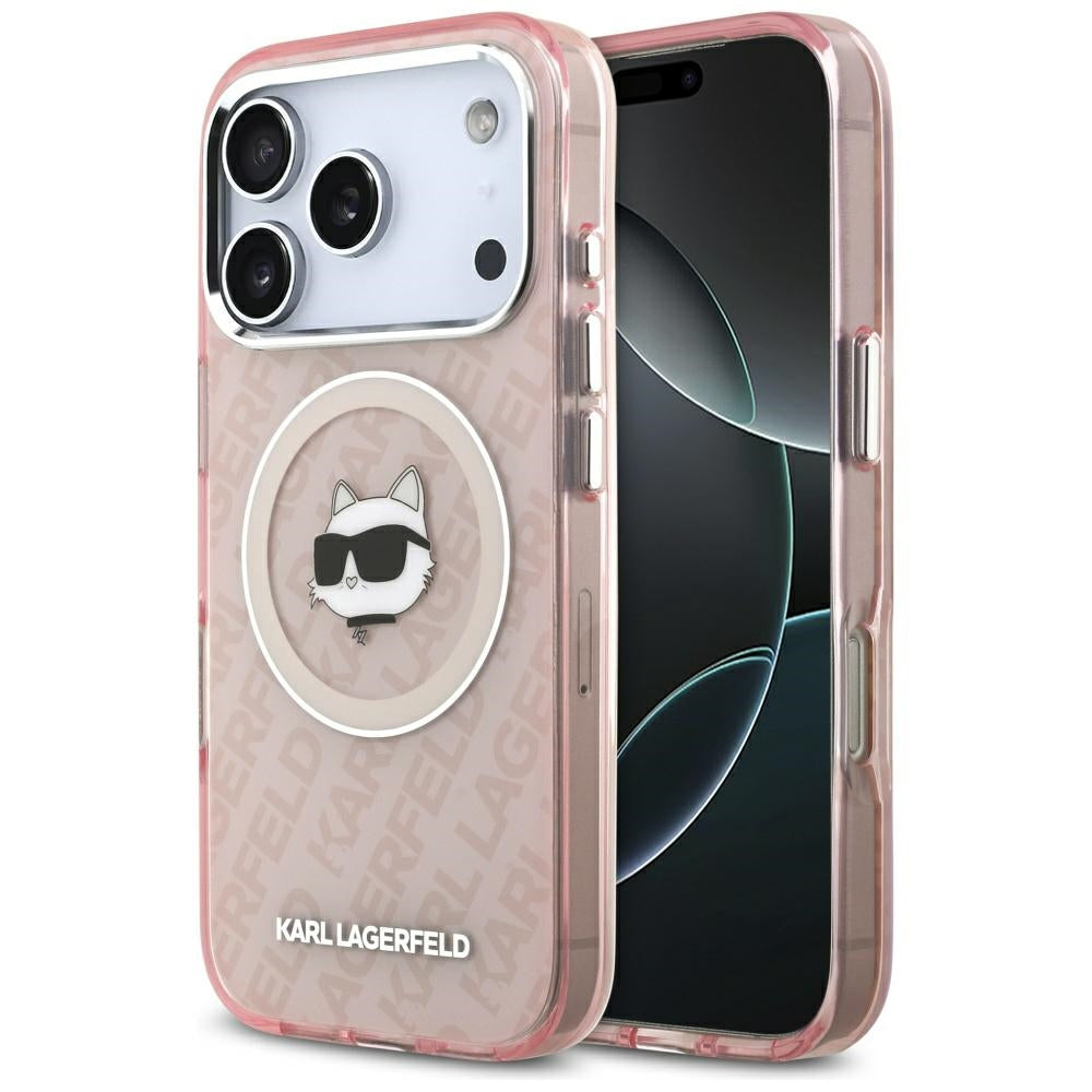 Karl Lagerfeld iPhone 17 Pro - IML Choupette Head Logo MagSafe - Σκληρή Θήκη με Πλαίσιο Σιλικόνης - Pink - KLHMP17LHMKBCHOP