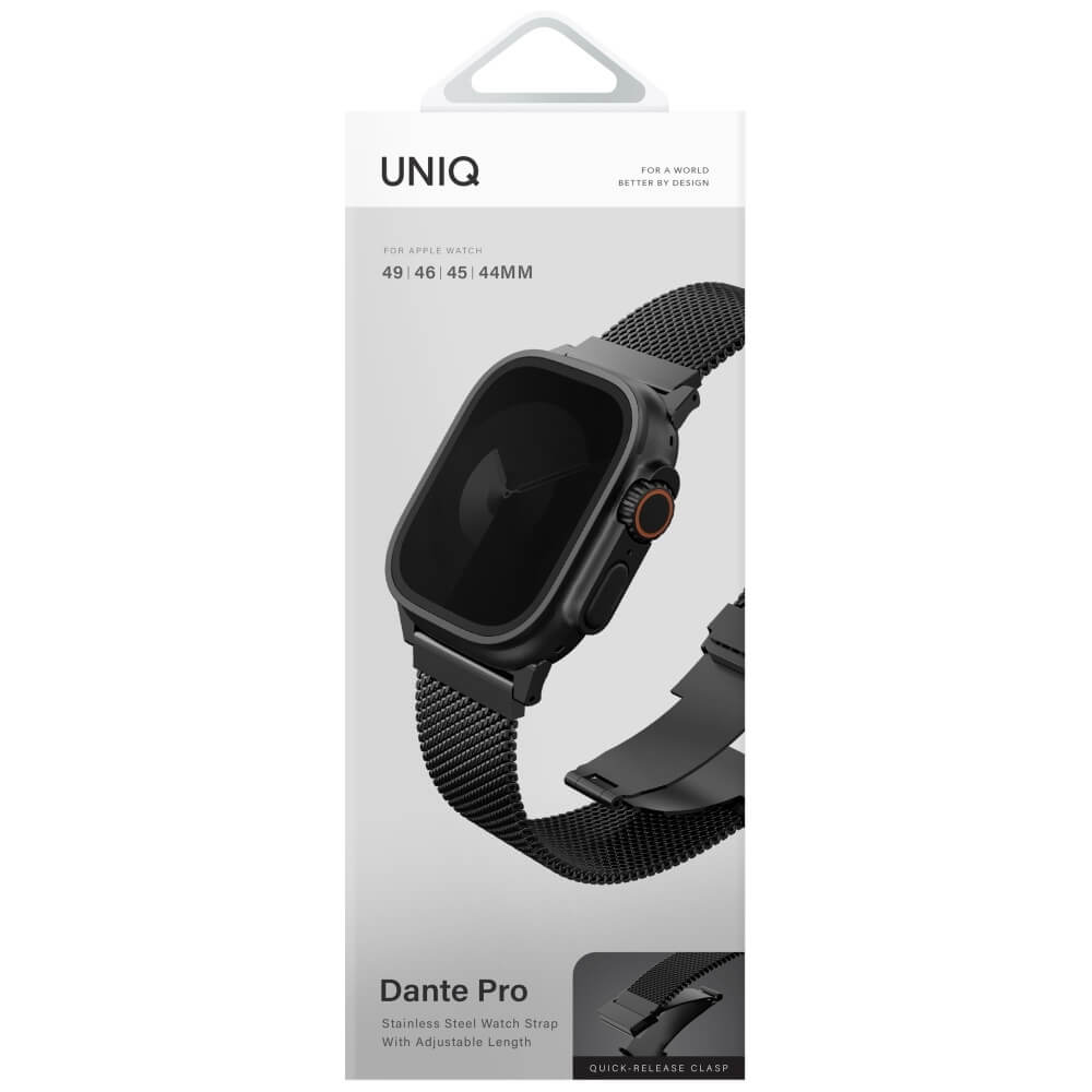 Uniq Λουράκι Apple Watch 4 / 5 / 6 / 7 / 8 / 9 / SE / SE 2 / Ultra / Ultra 2 - 44 / 45 / 46 / 49 mm Dante Pro από Ανοξείδωτο Ατσάλι - Graphite Black