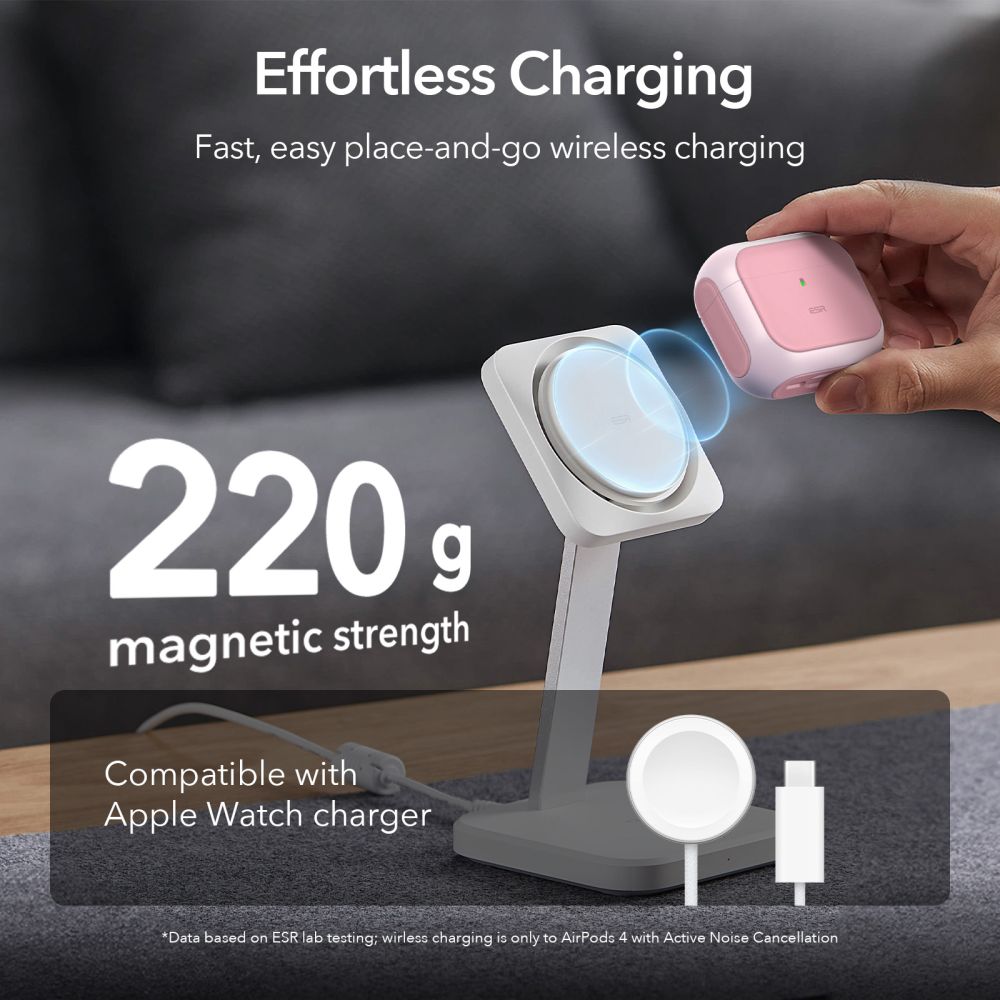 ESR AirPods 4 Θήκη από Σκληρό Πλαστικό και Σιλικόνη με MagSafe - Orbit Halolock - Pink