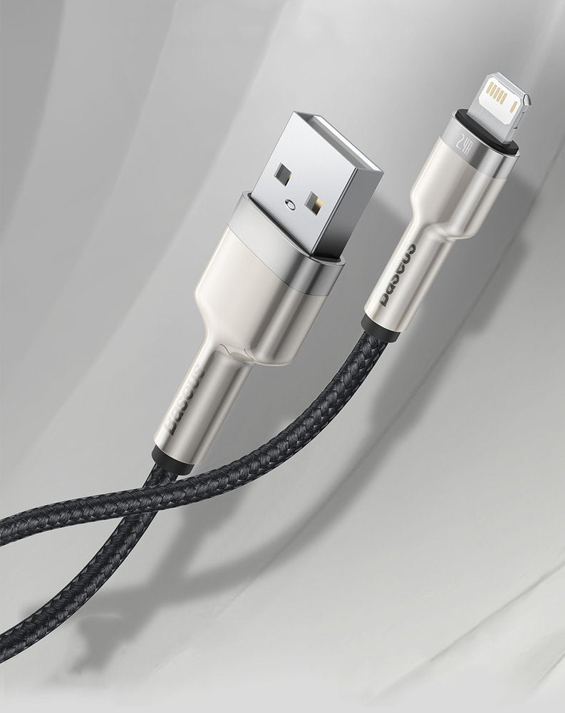 Baseus Cafule Metal Cable Lightning 2.4A - Καλώδιο Δεδομένων και Φόρτισης Lightning 1M - Black - CALJK-A01