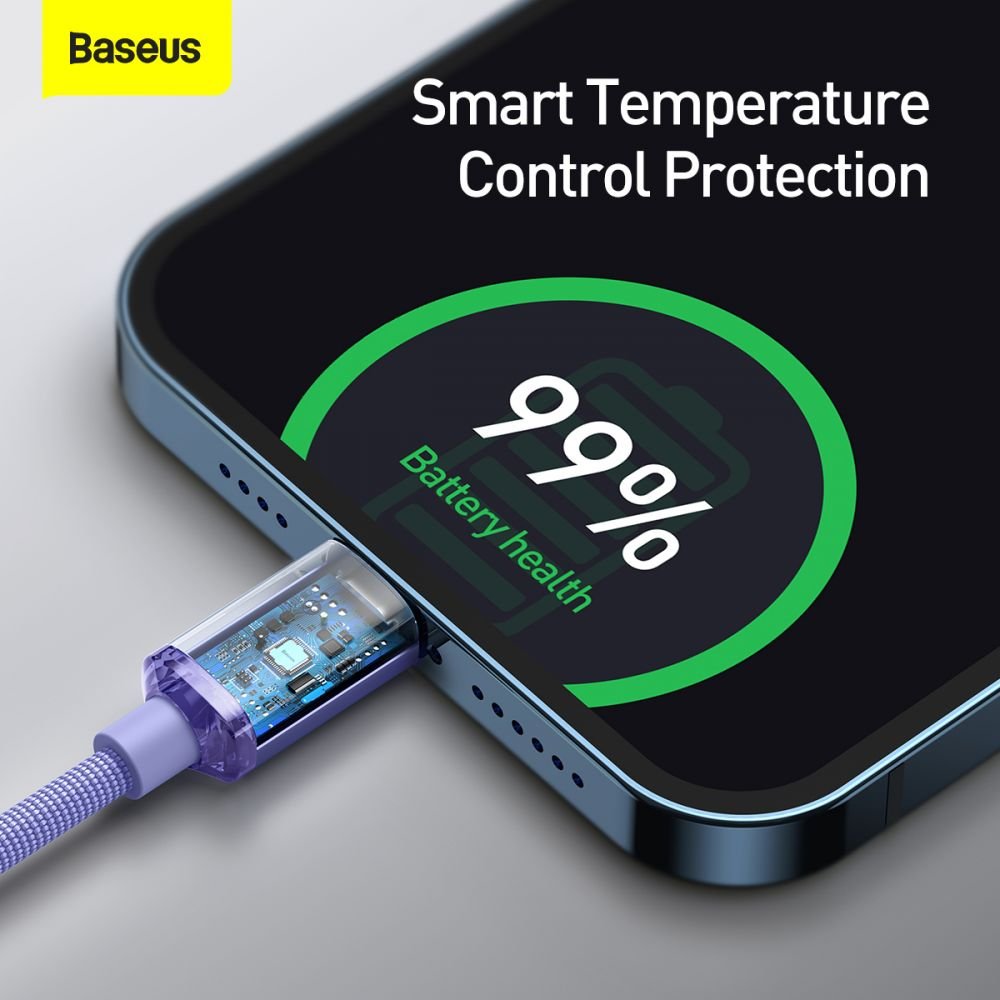 Baseus Crystal Shine Cable Type - C to Lightning PD 20W - Καλώδιο Δεδομένων και Γρήγορης Φόρτισης Type - C to Lightning 1.2M - Purple - CAJY000205
