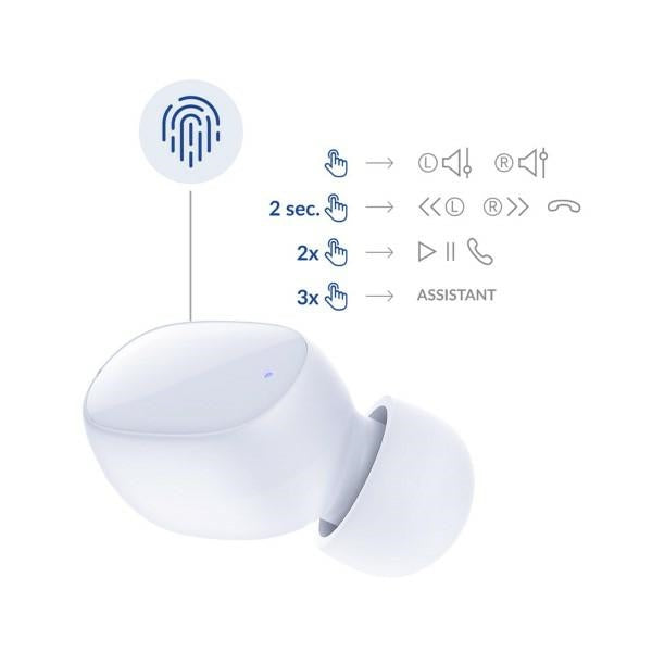 3MK FlowBuds - Bluetooth 5.3 - Ασύρματα ακουστικά για Κλήσεις / Μουσική - White