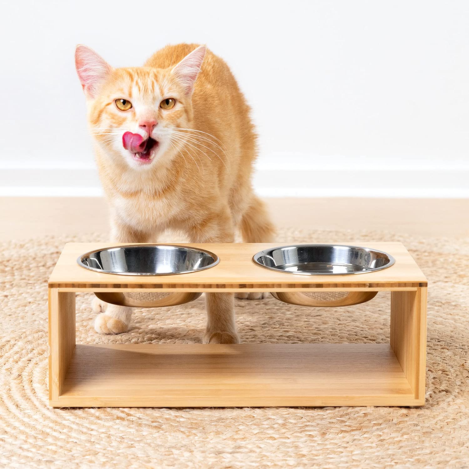Navaris Raised Pet Bowls Stand - Ανυψωμένα Μπολ Φαγητού με Ξύλινη Βάση για Κατοικίδια - 350 ml - Wood - 54135.2