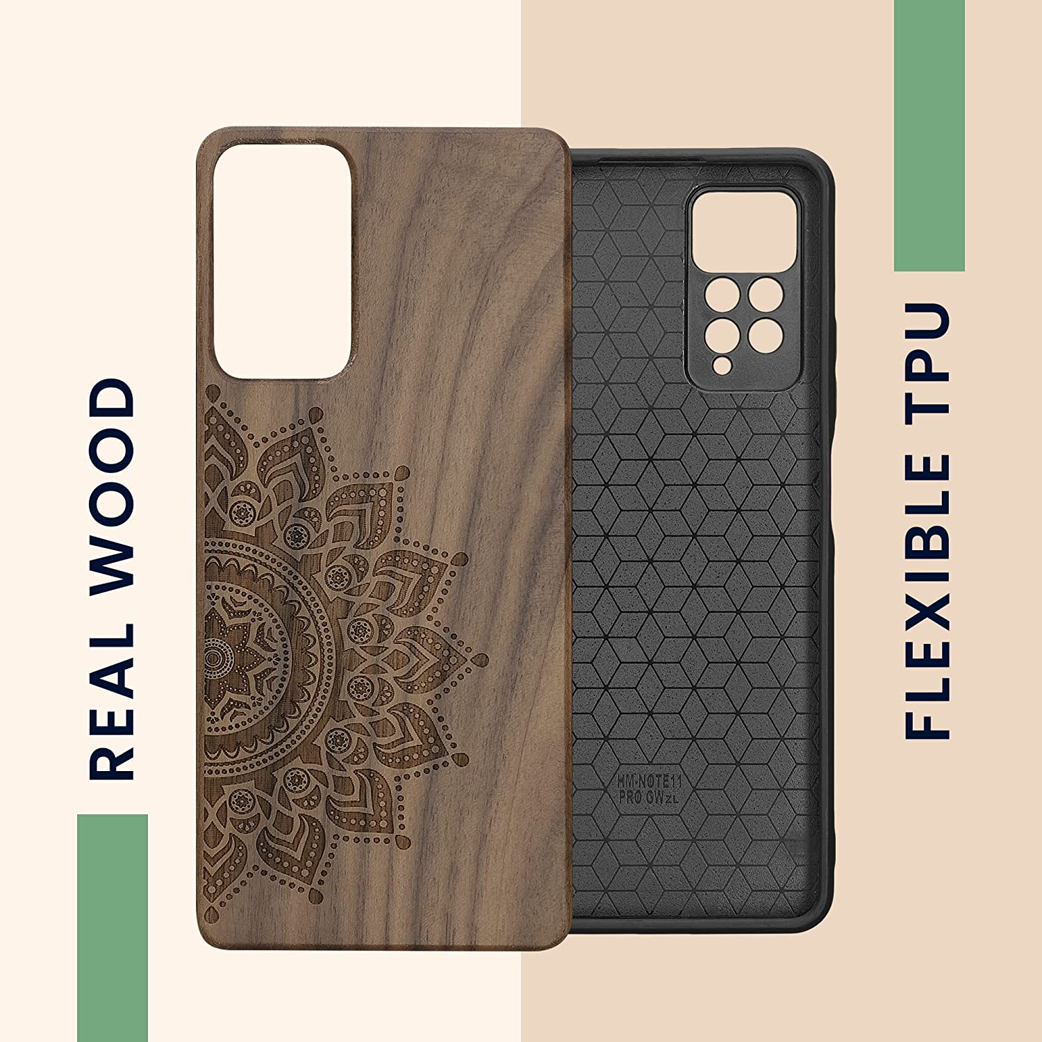 KW Xiaomi Redmi Note 11 Pro / Note 11 Pro 5G Θήκη από Φυσικό Ξύλο - Design Rising Sun - Dark Brown - 57381.02