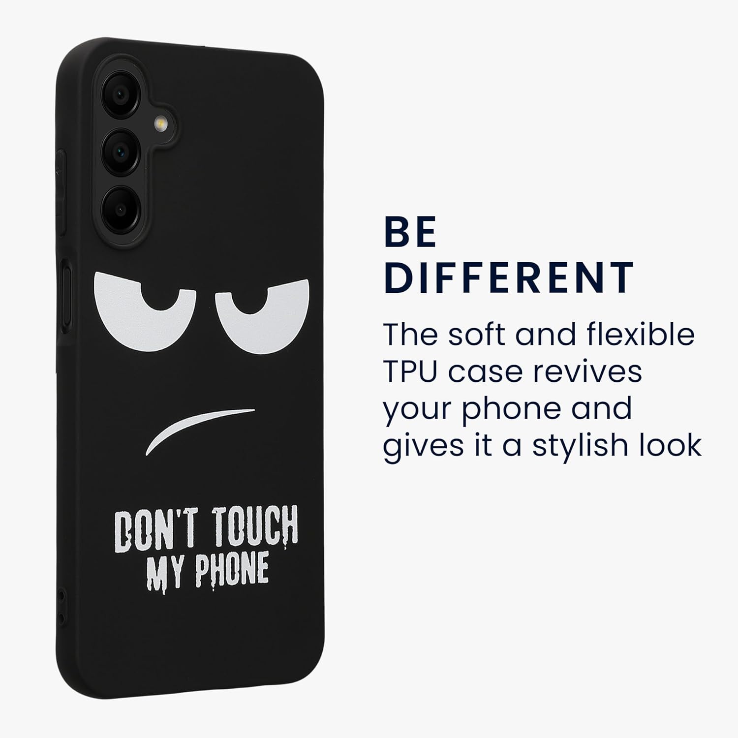 KW Samsung Galaxy A15 4G / A15 5G Λεπτή Θήκη Σιλικόνης TPU - Design Don't Touch My Phone - Black / White