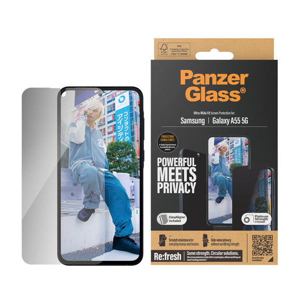 PanzerGlass Samsung Galaxy A55 5G Ultra-Wide Fit Privacy Easy Aligner Αντιχαρακτικό Γυαλί Οθόνης - Black