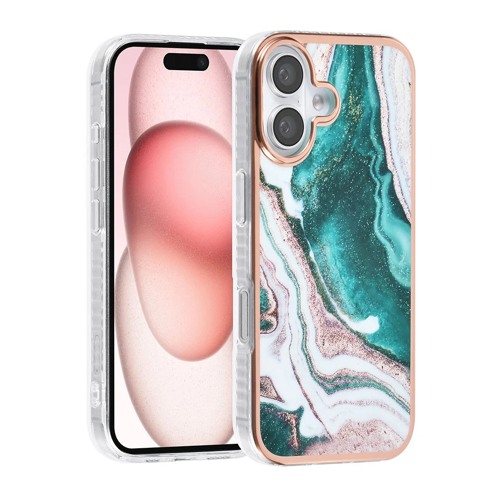 Tuniq iPhone 16 Silicone Θήκη Σιλικόνης - Marble / Green