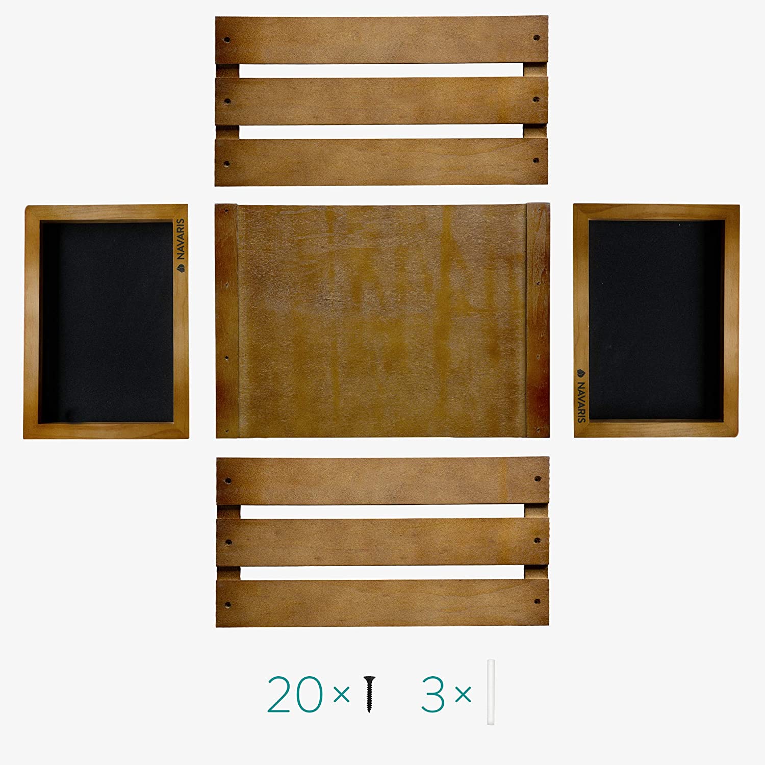 Navaris Ξύλινο Κουτί Αποθήκευσης με Πίνακα Κιμωλίας - Dark Brown - 53026.01.05