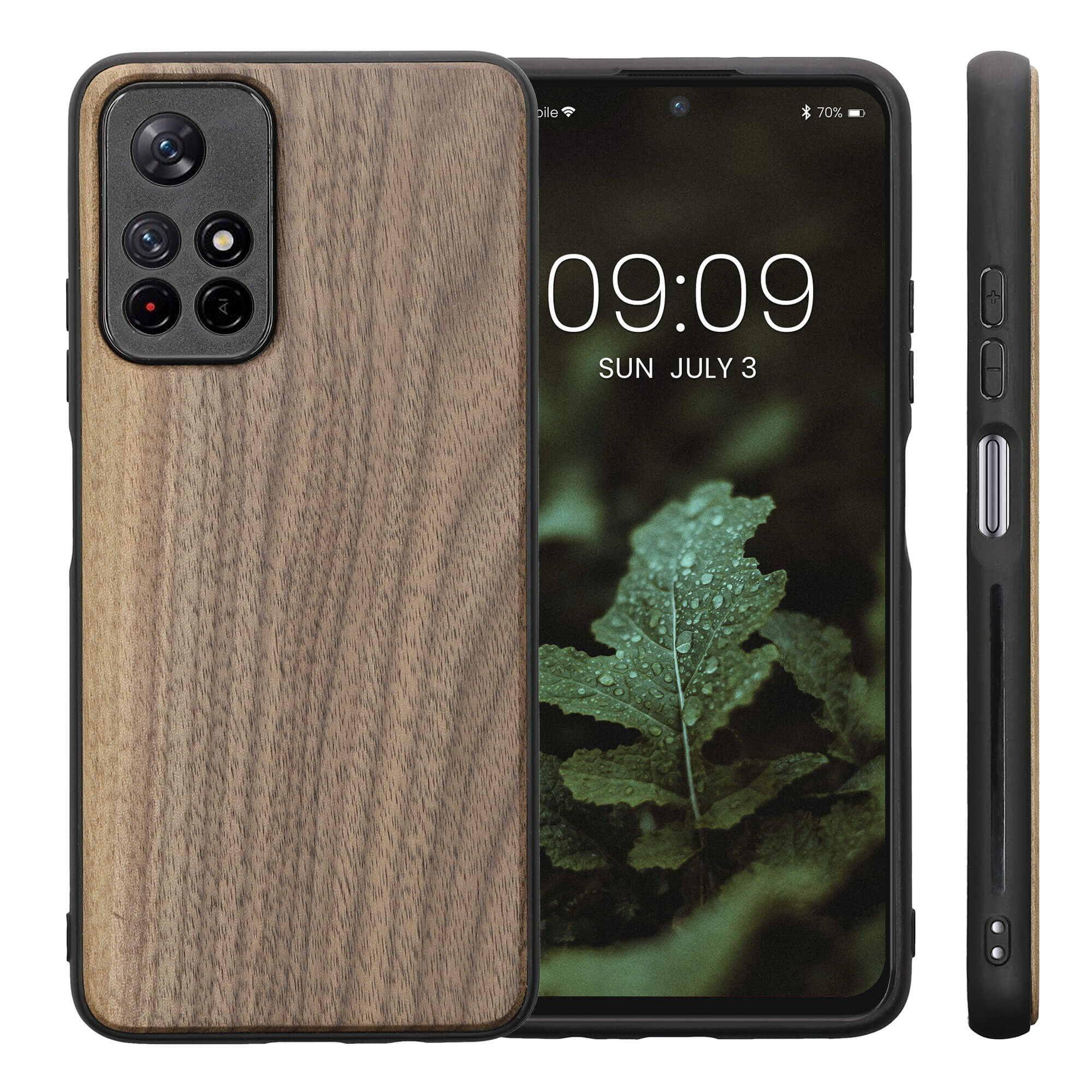 KW Xiaomi Poco M4 Pro 5G / Redmi Note 11S 5G Θήκη από Φυσικό Ξύλο - Dark Brown / Black - 58094.18