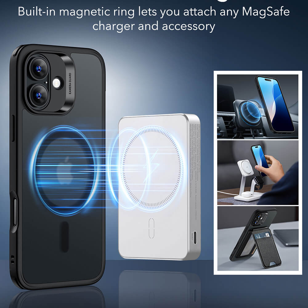 ESR iPhone 16 Classic Hybrid Halolock Σκληρή Θήκη με Πλαίσιο Σιλικόνης και MagSafe - Frosted Black
