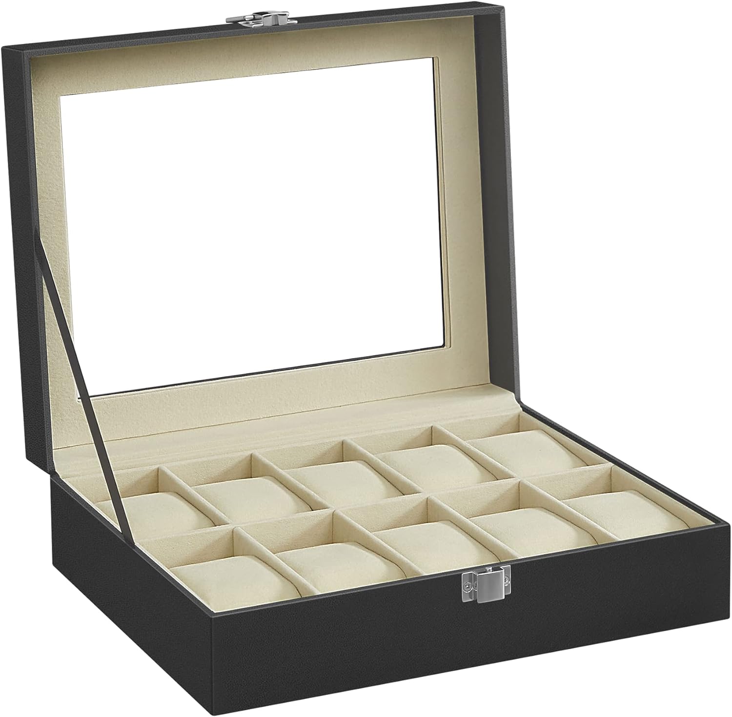 Songmics Κουτί Αποθήκευσης για 10 Ρολόγια - Black / Beige - JWB010