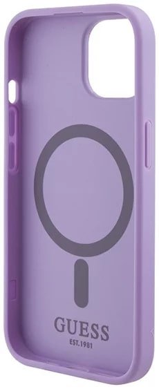 Guess iPhone 15 Plus Saffiano MagSafe Σκληρή Θήκη με Πλαίσιο Σιλικόνης και MagSafe - Purple - GUHMP15MPSAHMCU