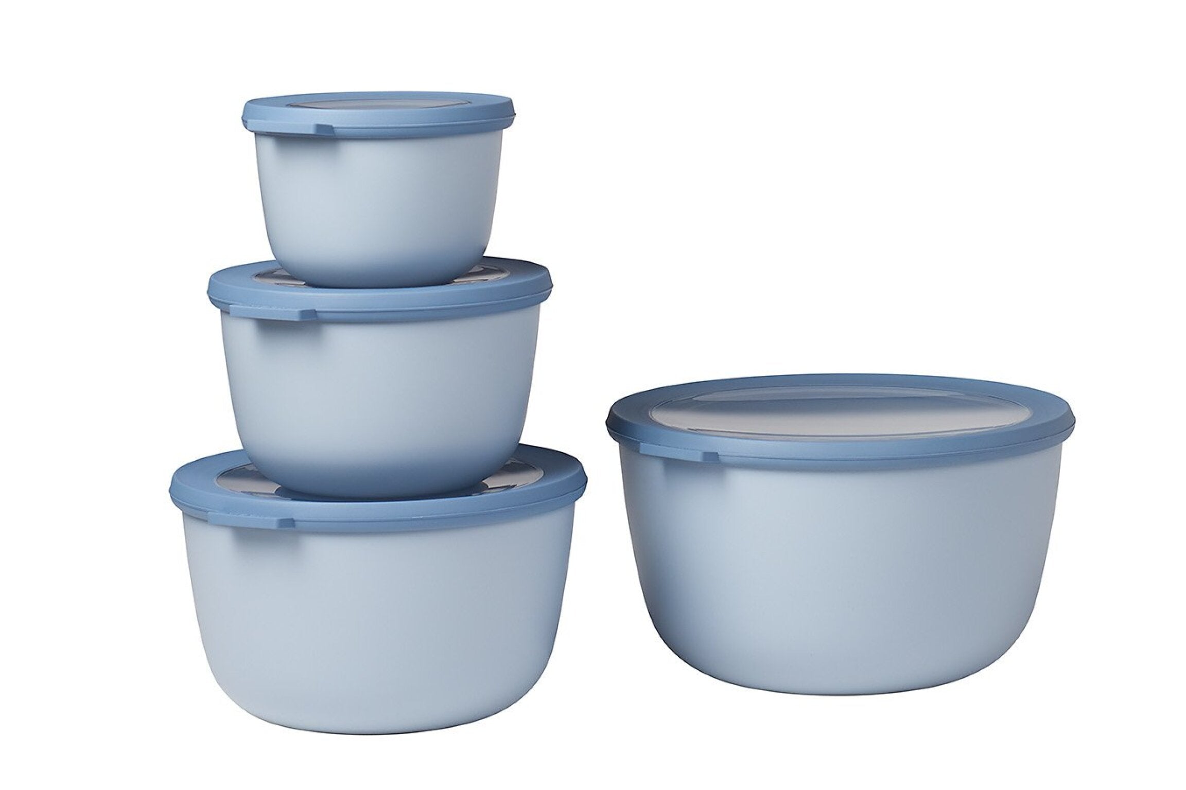 Mepal Cirqula Round Σετ με 4 BPA Free Δοχεία Αποθήκευσης Φαγητού - 500 ml - 1000 ml - 2000 ml - 3000 ml - Nordic Blue