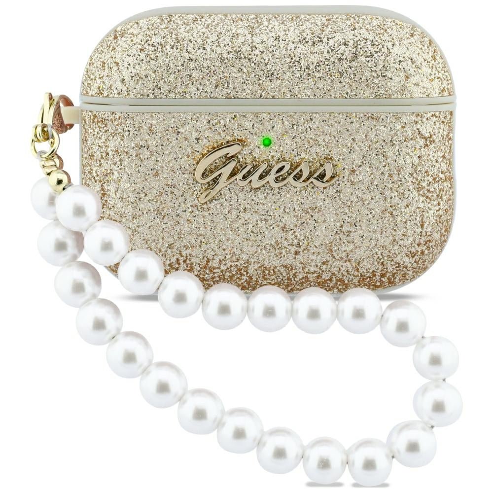 Guess AirPods Pro 3 - Θήκη από Σκληρό Πλαστικό - Glitter Pearl Strap - Gold