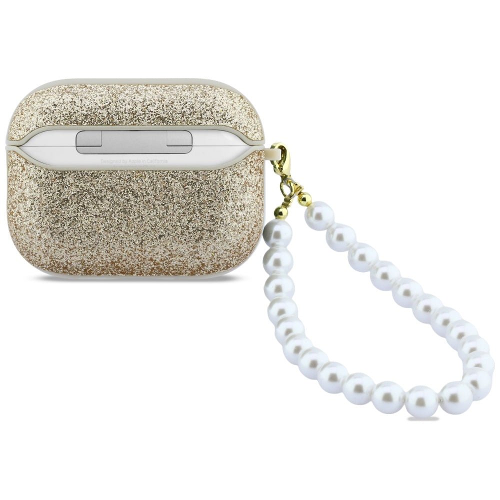 Guess AirPods Pro 3 - Θήκη από Σκληρό Πλαστικό - Glitter Pearl Strap - Gold