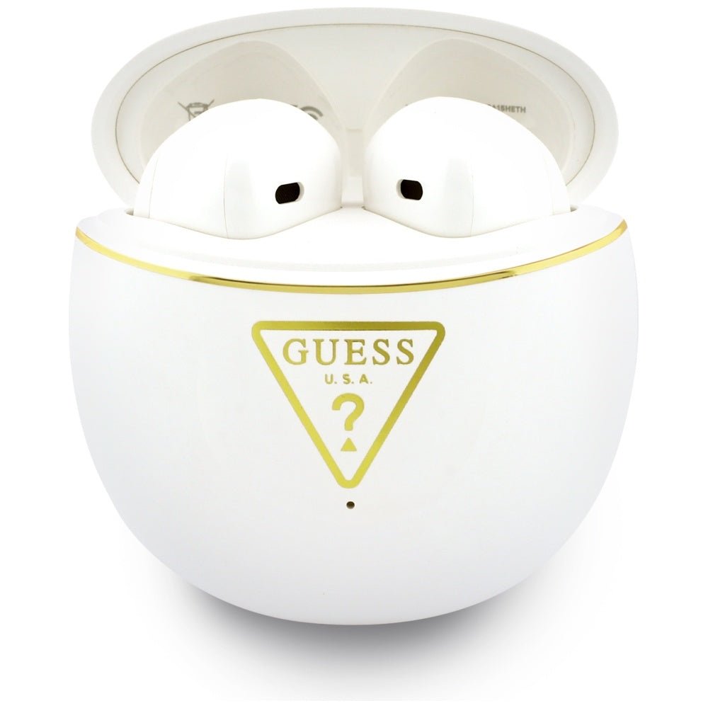 Guess Ασύρματα Bluetooth Aκουστικά για Κλήσεις / Μουσική - Gold Line Triangle - White