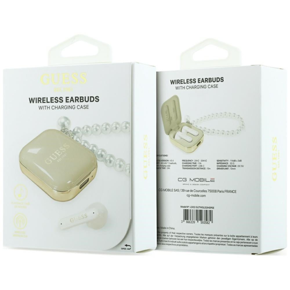 Guess Ασύρματα Bluetooth Ακουστικά για Κλήσεις / Μουσική - Pearl Strap TWS - Beige