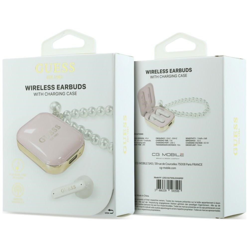 Guess Ασύρματα Bluetooth Ακουστικά για Κλήσεις / Μουσική - Pearl Strap TWS - Pink