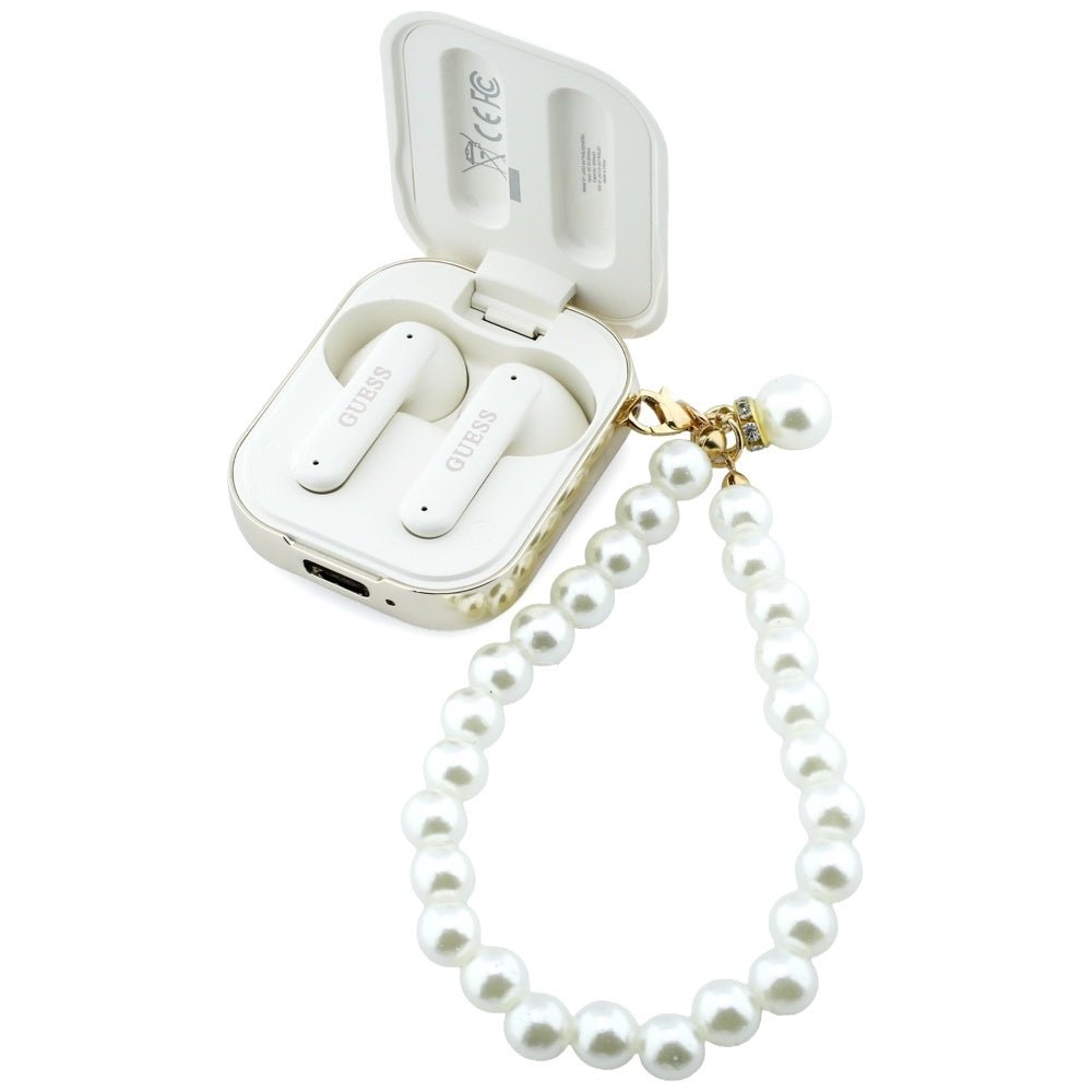 Guess Ασύρματα Bluetooth Ακουστικά για Κλήσεις / Μουσική - Pearl Strap TWS - White