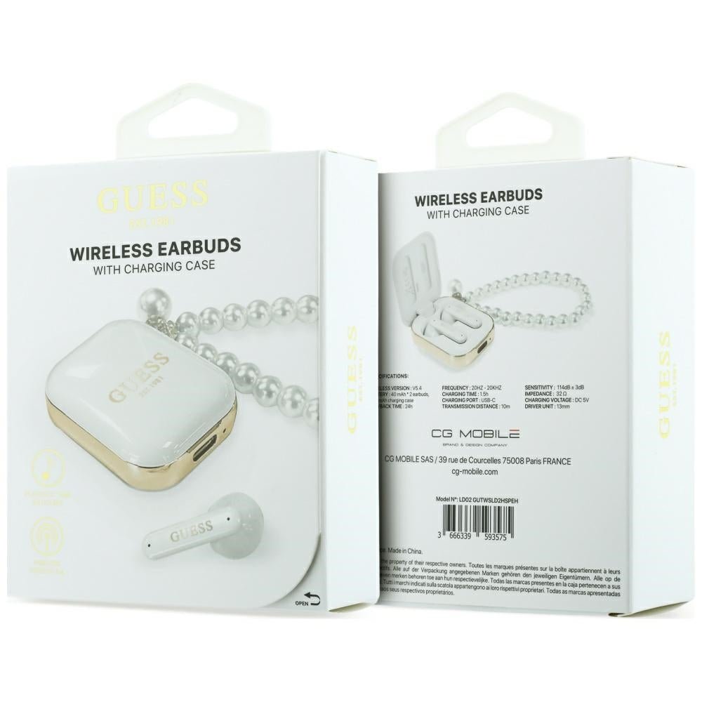 Guess Ασύρματα Bluetooth Ακουστικά για Κλήσεις / Μουσική - Pearl Strap TWS - White