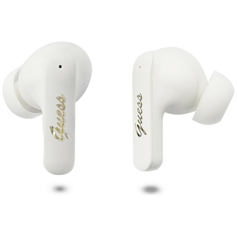 Guess Ασύρματα Bluetooth ακουστικά για Κλήσεις / Μουσική - Script Metal Logo TWS - White