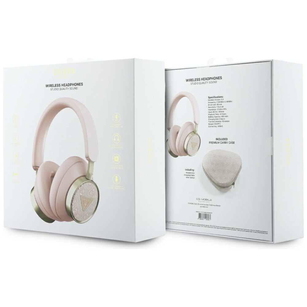 Guess Ασύρματα Bluetooth Ακουστικά - Over - Ear 4G Triangle Logo ENC - Pink