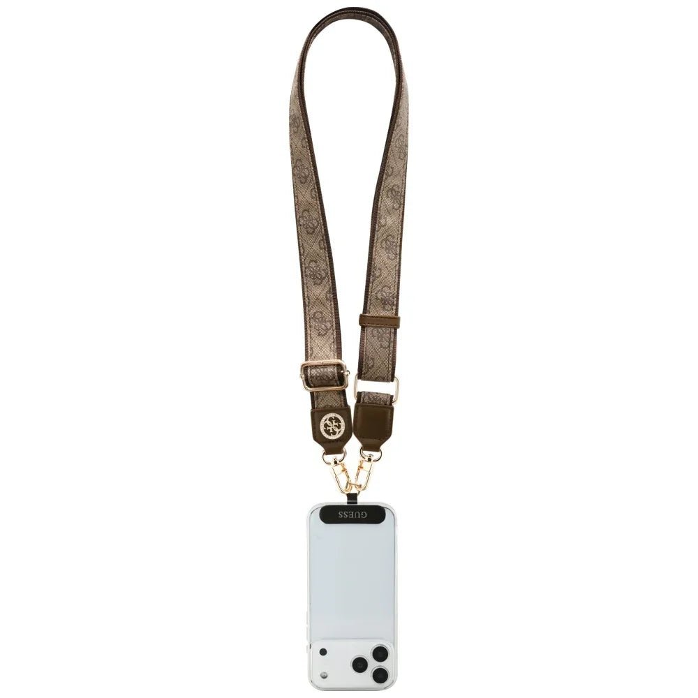 Guess CBDY 4G Tether Patch Strass Metal Logo - Universal Λουράκι για Θήκη Κινητού - Brown