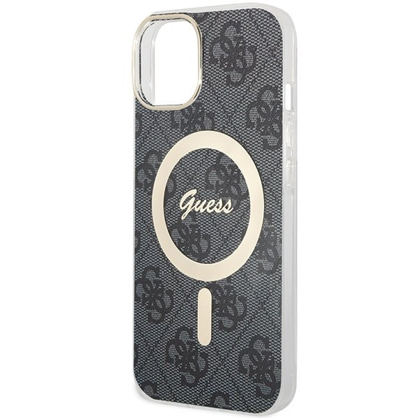 Guess iPhone 13 / 14 / 15 Σκληρή Θήκη με Πλαίσιο Σιλικόνης και MagSafe - IML 4G MagSafe - Black
