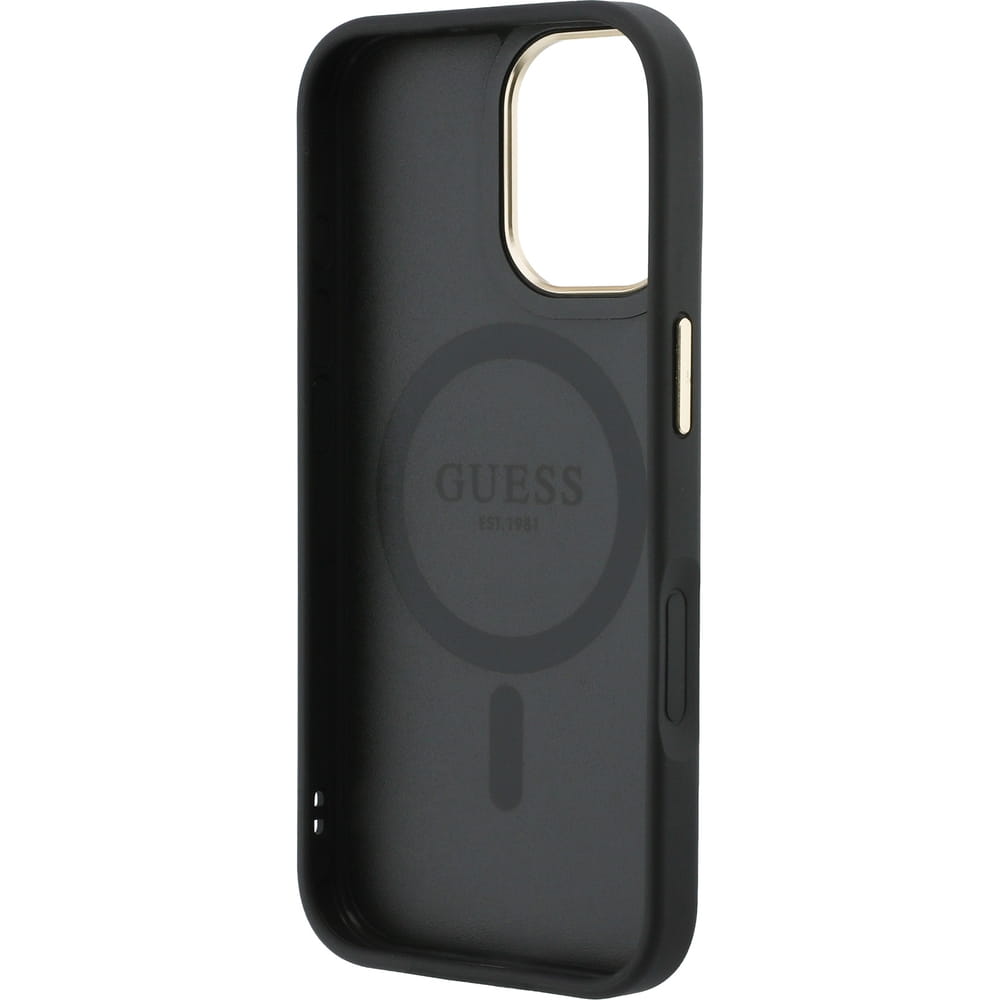 Guess iPhone 17 - 4G PU Classic Logo MagSafe - Σκληρή Θήκη με Πλαίσιο Σιλικόνης και Επένδυση Οικολογικού Δέρματος - Black - GUHMP17SP4MSEGCK