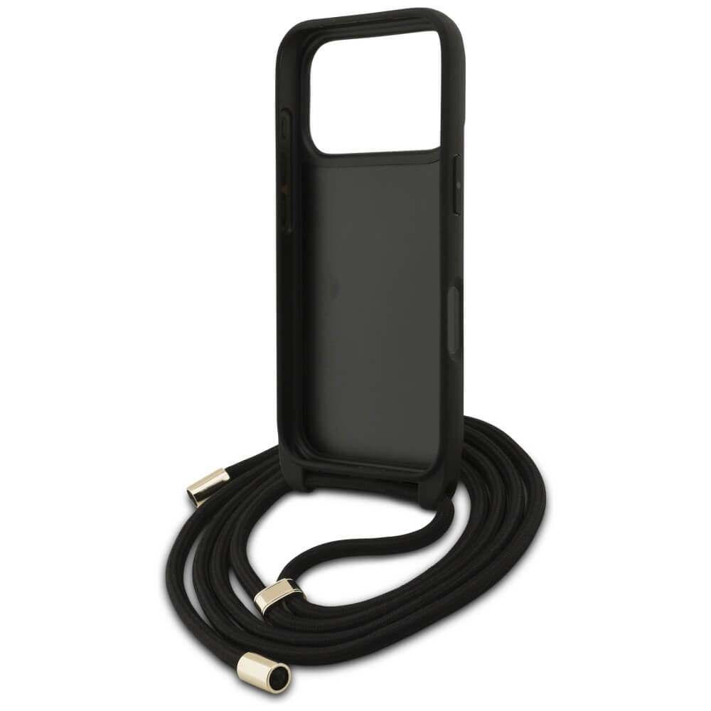 Guess iPhone 17 Pro - 4G Big Logo Cord Stap Crossbody - Θήκη με Επένδυση Συνθετικού Δέρματος και Λουράκι - Brown