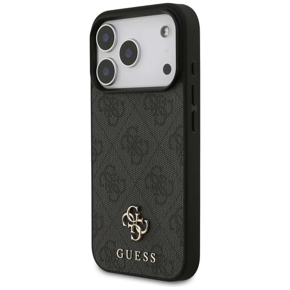 Guess iPhone 17 Pro - 4G Small Classic Logo MagSafe - Σκληρή Θήκη με Πλαίσιο Σιλικόνης και Επένδυση Συνθετικού Δέρματος - Black