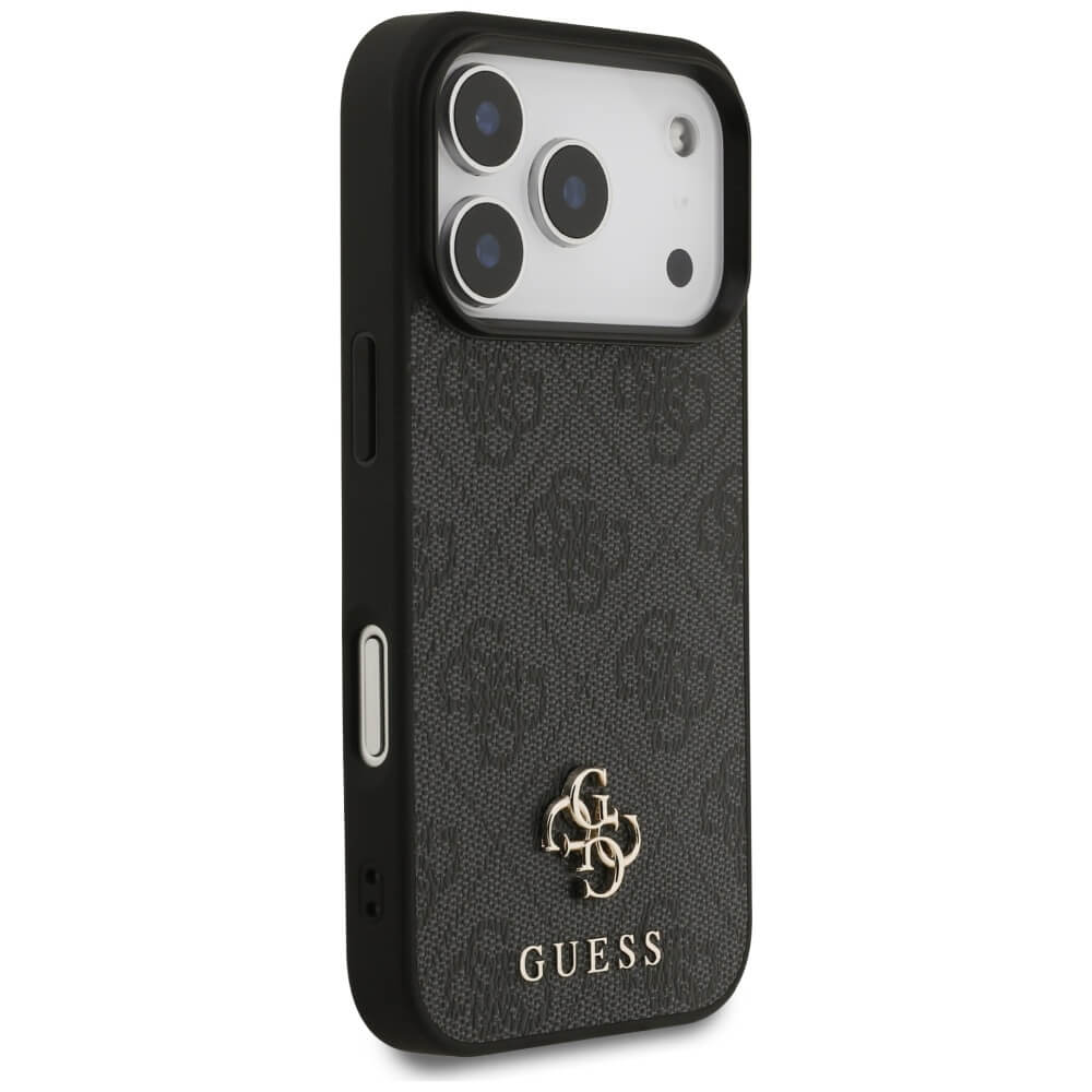 Guess iPhone 17 Pro - 4G Small Classic Logo MagSafe - Σκληρή Θήκη με Πλαίσιο Σιλικόνης και Επένδυση Συνθετικού Δέρματος - Black