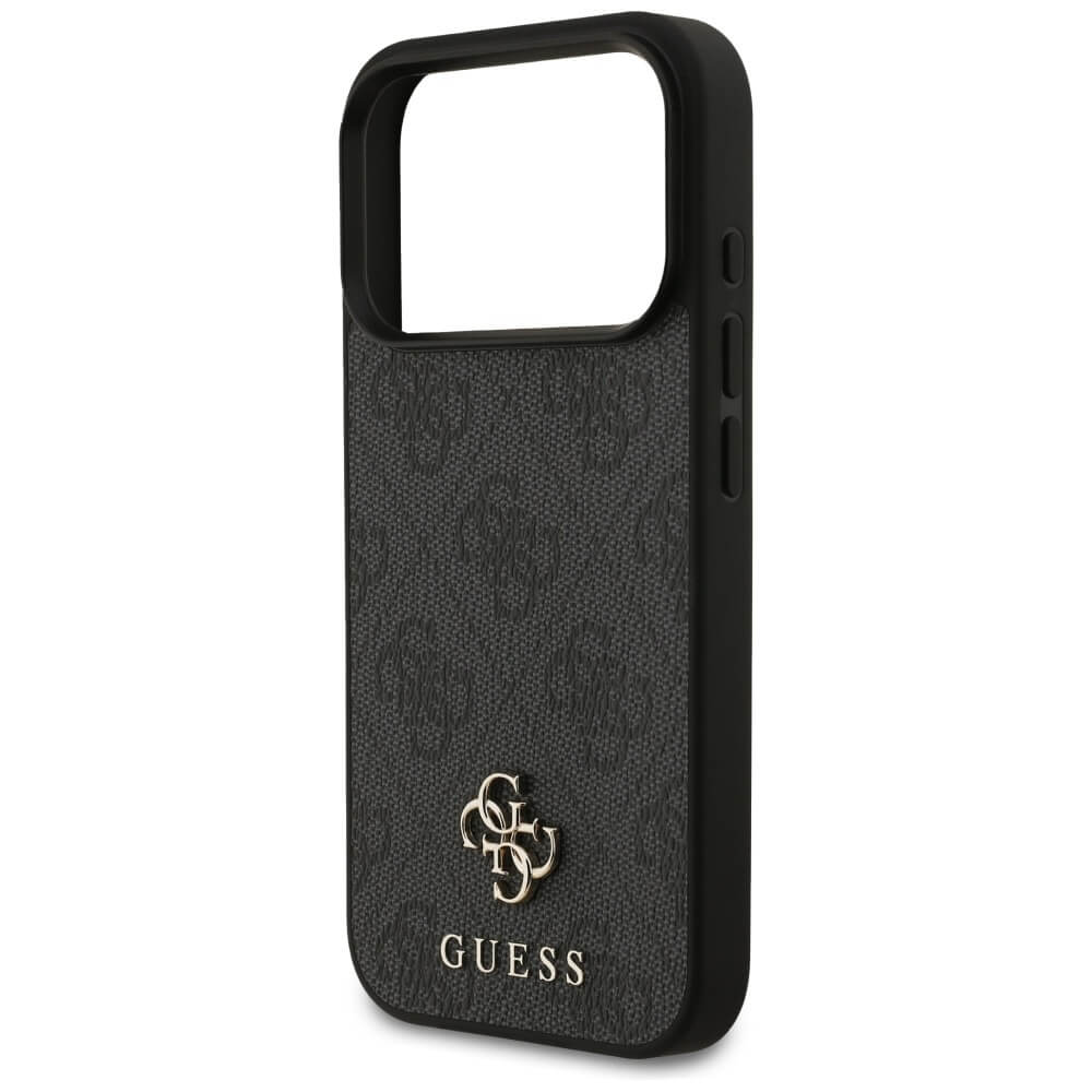 Guess iPhone 17 Pro - 4G Small Classic Logo MagSafe - Σκληρή Θήκη με Πλαίσιο Σιλικόνης και Επένδυση Συνθετικού Δέρματος - Black