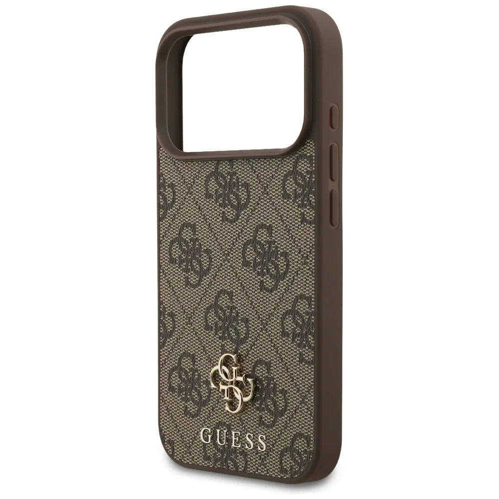 Guess iPhone 17 Pro - 4G Small Classic Logo MagSafe - Σκληρή Θήκη με Πλαίσιο Σιλικόνης και Επένδυση Συνθετικού Δέρματος - Brown