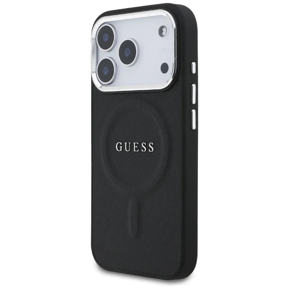 Guess iPhone 17 Pro - Classic Logo MagSafe - Σκληρή Θήκη με Επένδυση Οικολογικού Δέρματος - Black