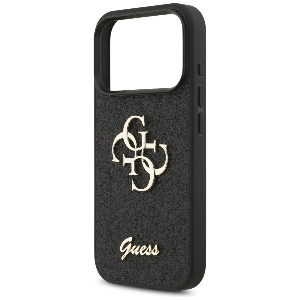 Guess iPhone 17 Pro / iPhone 18 Pro - Σκληρή Θήκη με Πλαίσιο Σιλικόνης - Fixed Glitter Big 4G - Black - GUHCP18LHG4SGK