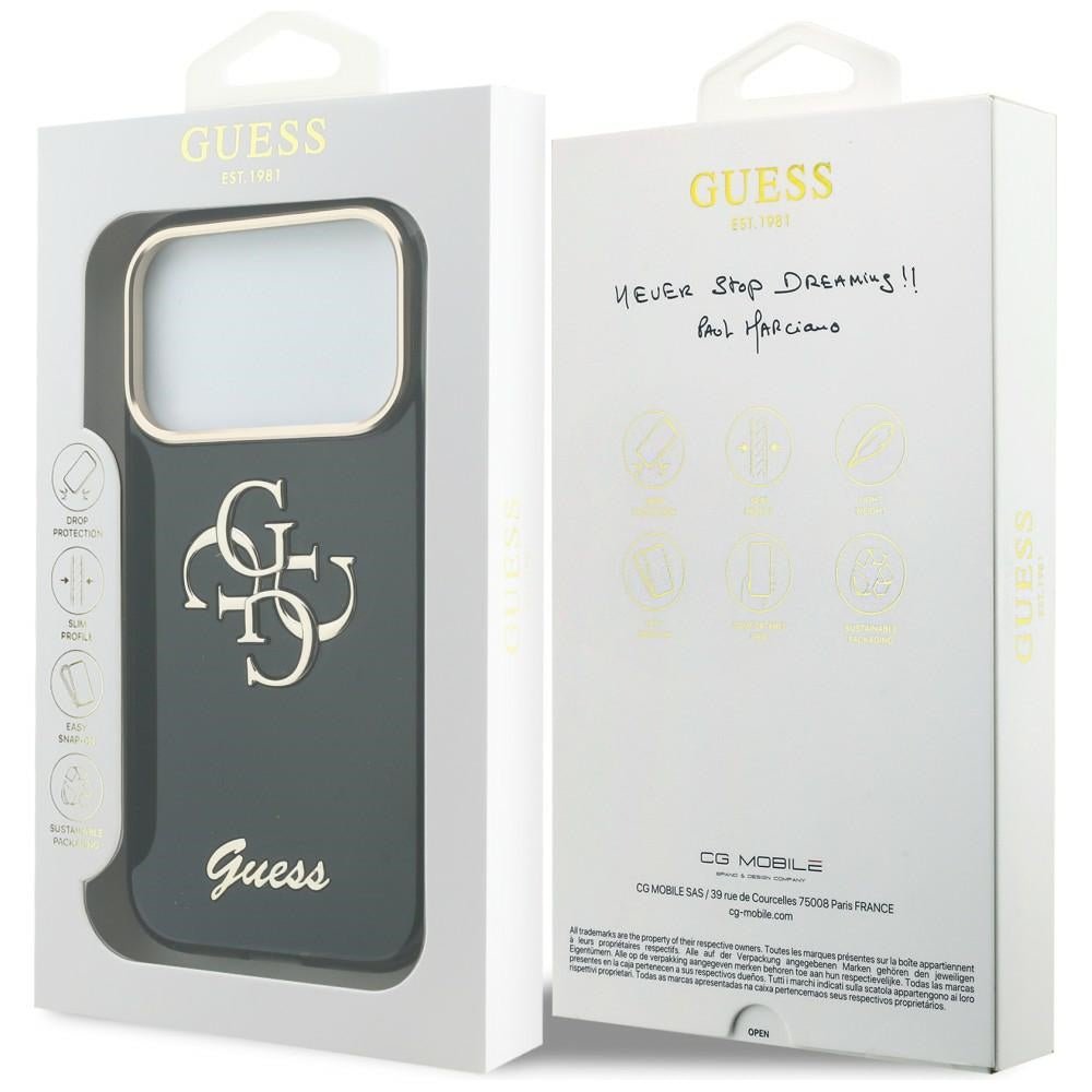 Guess iPhone 17 Pro / iPhone 18 Pro - Σκληρή Θήκη με Πλαίσιο Σιλικόνης - IML 4G Script Metal - Black