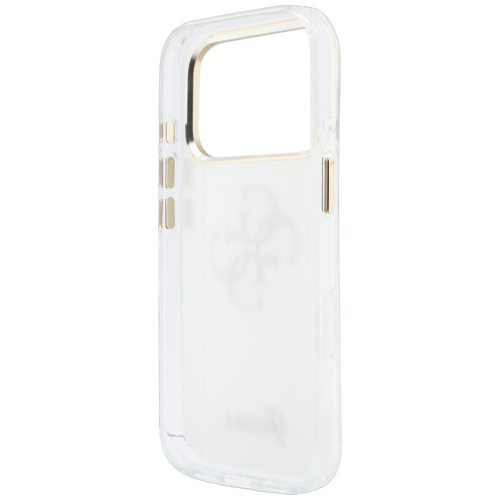 Guess iPhone 17 Pro / iPhone 18 Pro - Σκληρή Θήκη με Πλαίσιο Σιλικόνης - IML 4G Script Metal - White