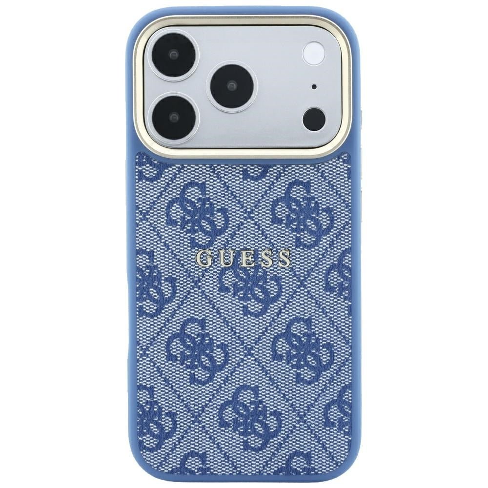 Guess iPhone 17 Pro / iPhone 18 Pro - Σκληρή Θήκη με Πλαίσιο Σιλικόνης και Επένδυση Οικολογικού Δέρματος - Embossed 4G Classic MagSafe - Blue - GUHMP18LP4MSEGCB