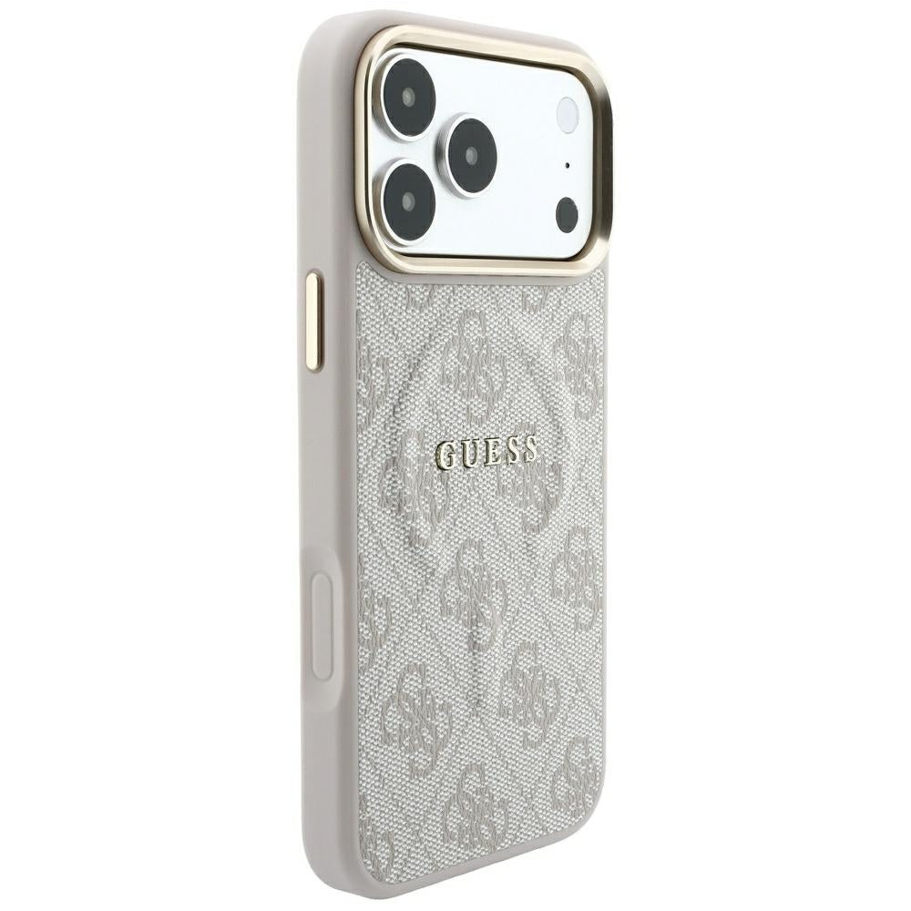 Guess iPhone 17 Pro / iPhone 18 Pro - Σκληρή Θήκη με Πλαίσιο Σιλικόνης και Επένδυση Οικολογικού Δέρματος - Embossed 4G Classic MagSafe - Pink - GUHMP18LP4MSEGCP