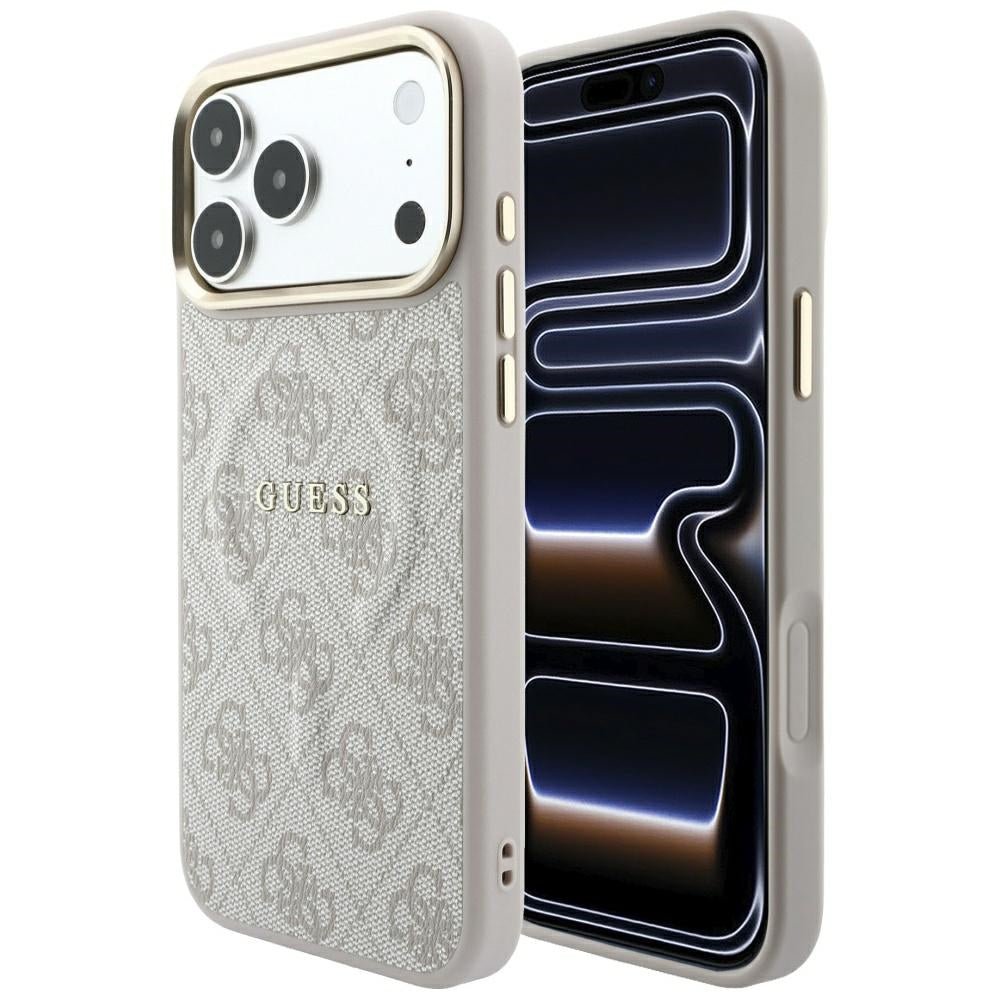 Guess iPhone 17 Pro / iPhone 18 Pro - Σκληρή Θήκη με Πλαίσιο Σιλικόνης και Επένδυση Οικολογικού Δέρματος - Embossed 4G Classic MagSafe - Pink - GUHMP18LP4MSEGCP