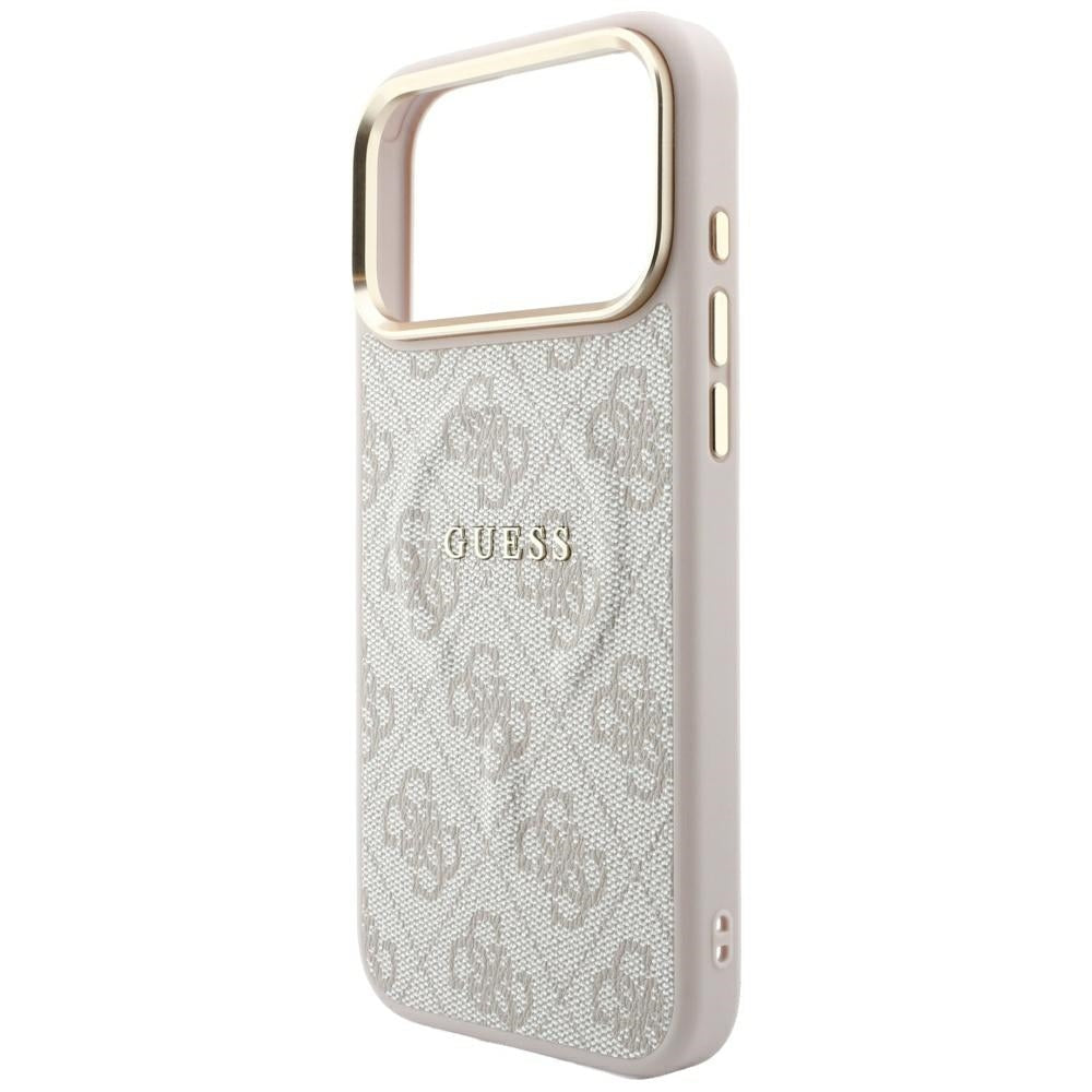 Guess iPhone 17 Pro / iPhone 18 Pro - Σκληρή Θήκη με Πλαίσιο Σιλικόνης και Επένδυση Οικολογικού Δέρματος - Embossed 4G Classic MagSafe - Pink - GUHMP18LP4MSEGCP