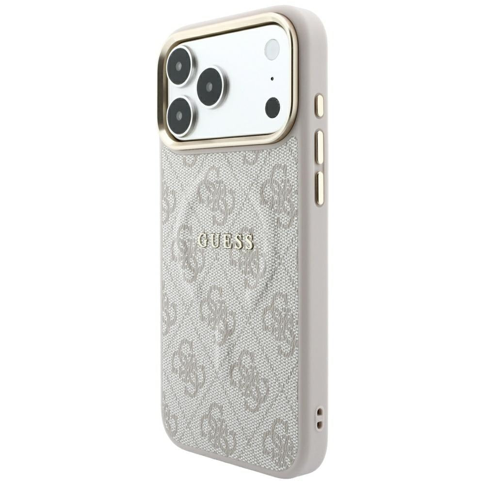 Guess iPhone 17 Pro / iPhone 18 Pro - Σκληρή Θήκη με Πλαίσιο Σιλικόνης και Επένδυση Οικολογικού Δέρματος - Embossed 4G Classic MagSafe - Pink - GUHMP18LP4MSEGCP