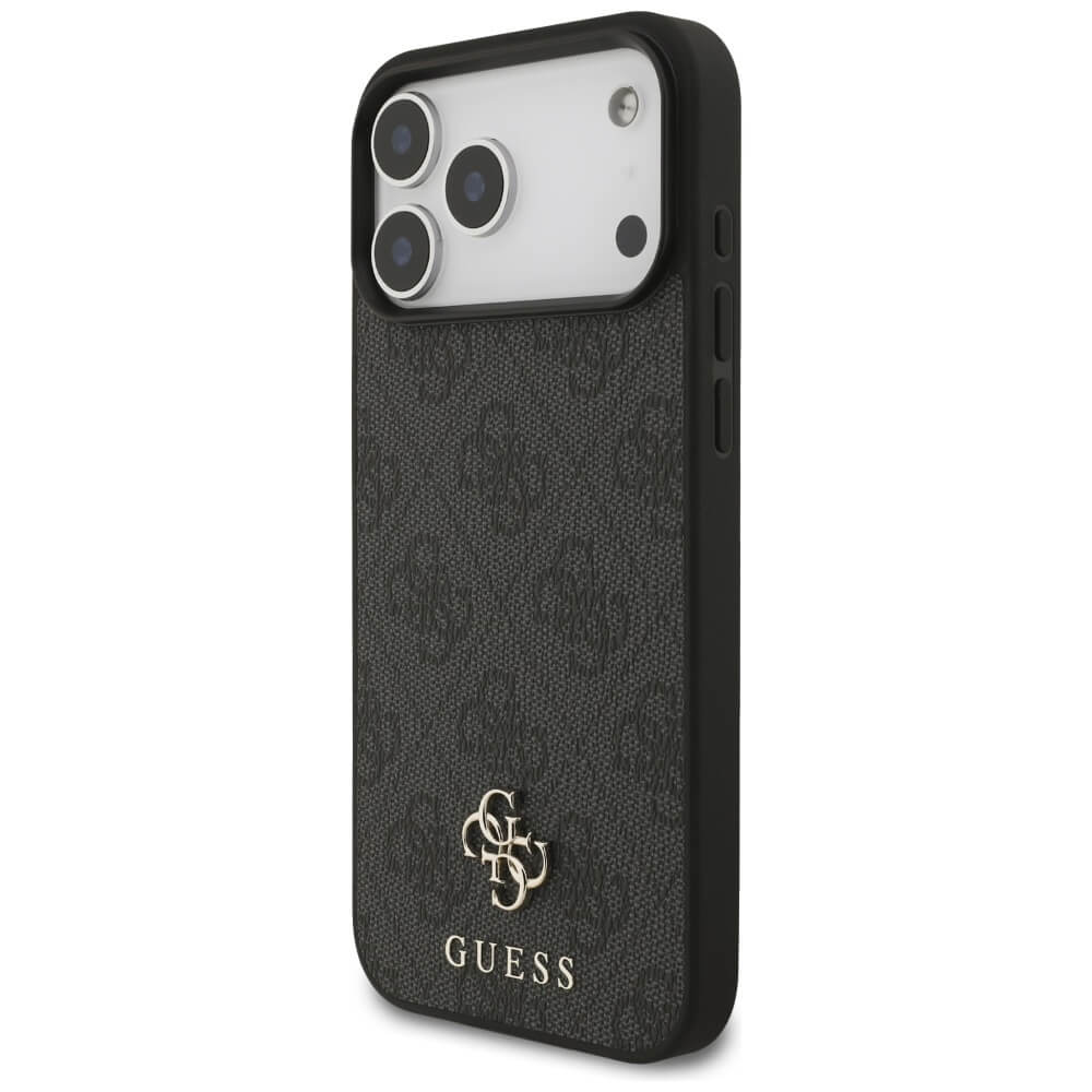 Guess iPhone 17 Pro Max - 4G Small Classic Logo MagSafe - Σκληρή Θήκη με Πλαίσιο Σιλικόνης και Επένδυση Συνθετικού Δέρματος - Black