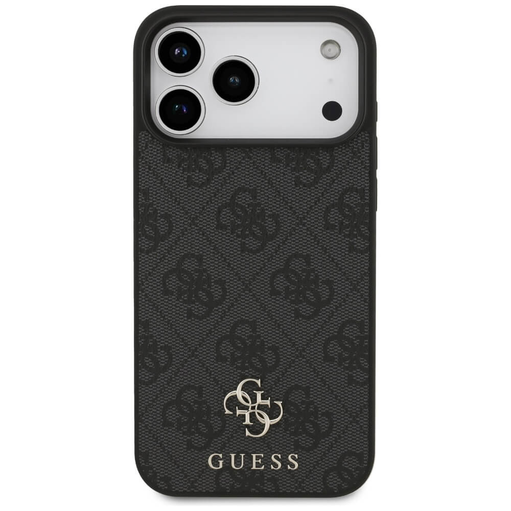 Guess iPhone 17 Pro Max - 4G Small Classic Logo MagSafe - Σκληρή Θήκη με Πλαίσιο Σιλικόνης και Επένδυση Συνθετικού Δέρματος - Black