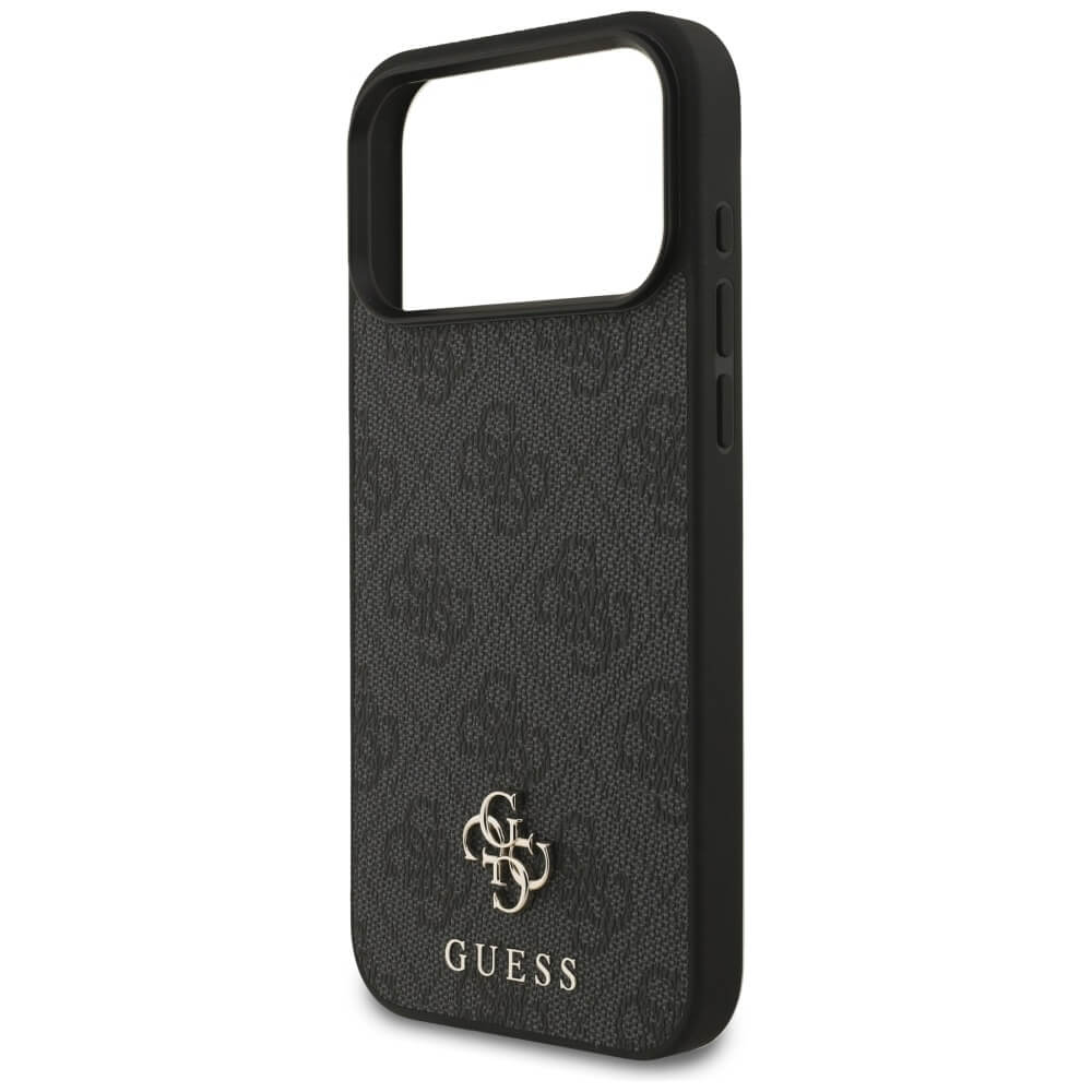Guess iPhone 17 Pro Max - 4G Small Classic Logo MagSafe - Σκληρή Θήκη με Πλαίσιο Σιλικόνης και Επένδυση Συνθετικού Δέρματος - Black